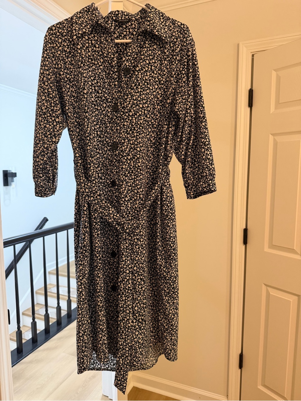 Monki Navy & White Flower Print Dress
